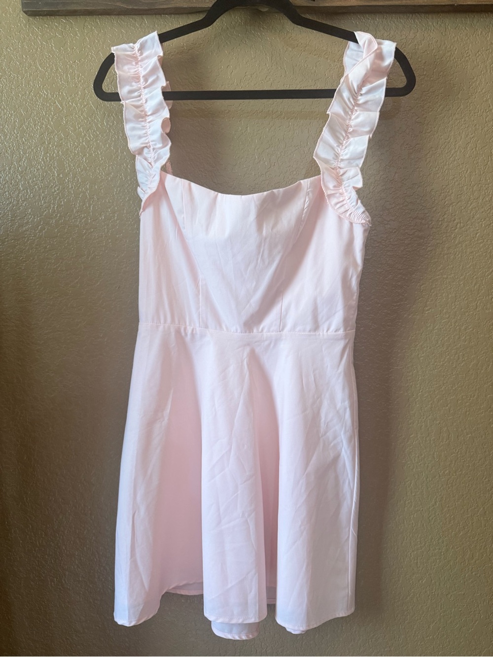 Lucy in the Sky Light Pink Ruffle Strap Mini Dress - Size Small